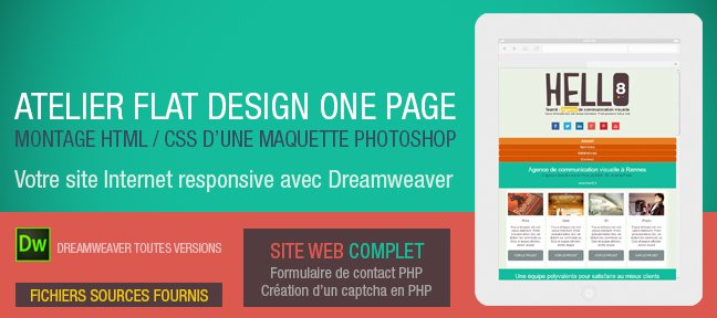 Montage HTML / CSS d'un site responsive en One Page