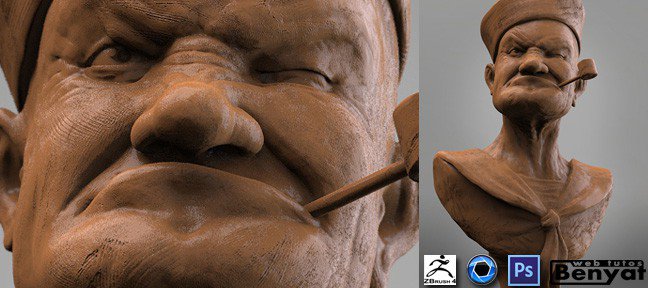 Sculpture d'un portrait ZBrush avec effet argile