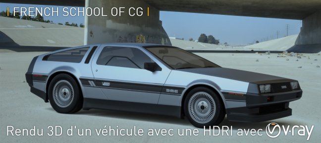 Rendu 3D V-Ray d'un véhicule avec une HDRI