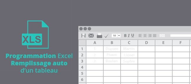 Remplir automatiquement un tableau Excel en programmation VBA