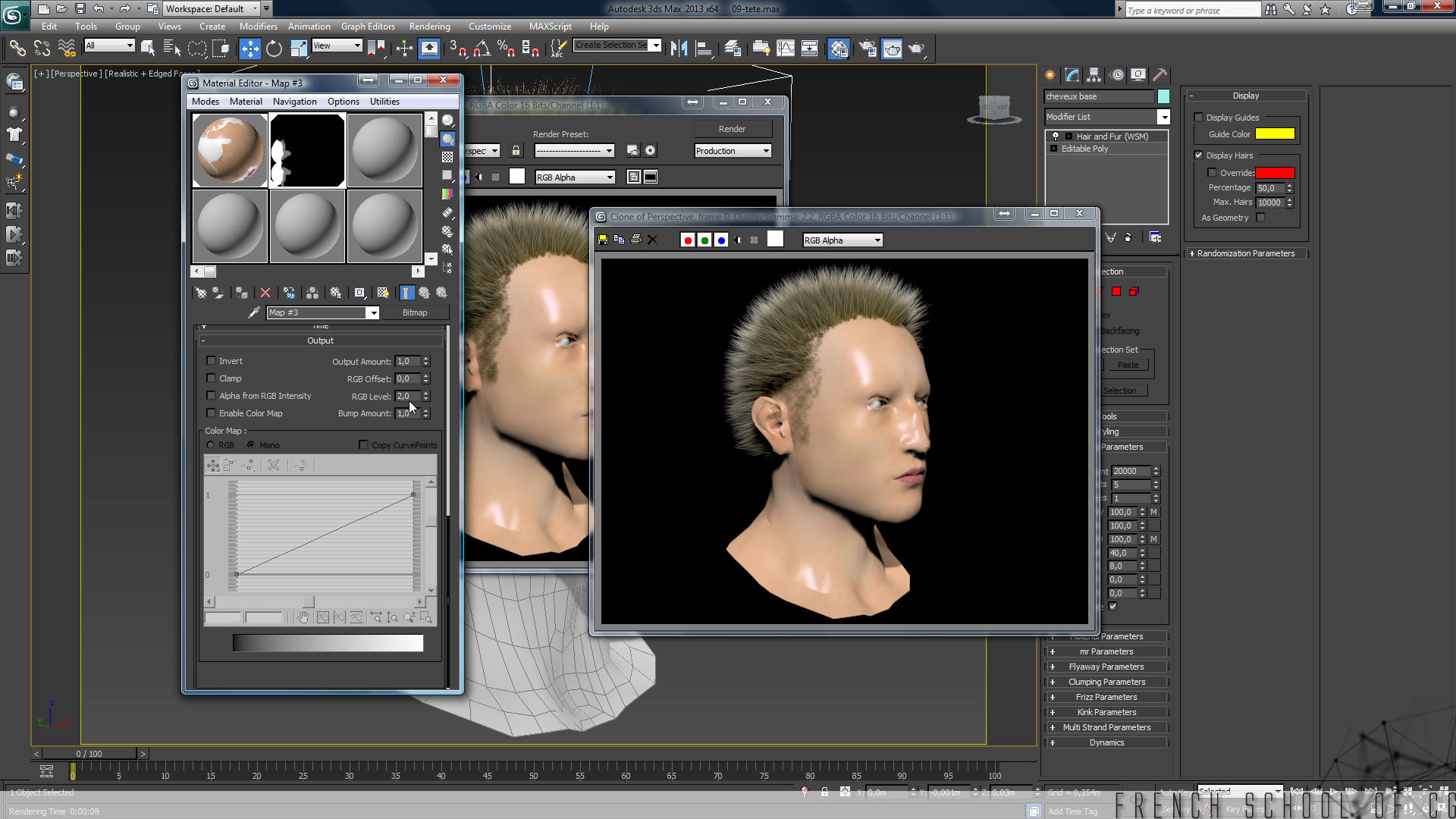  TUTO  a d coiffe avec Hair and Fur avec 3ds  Max  2013 sur 