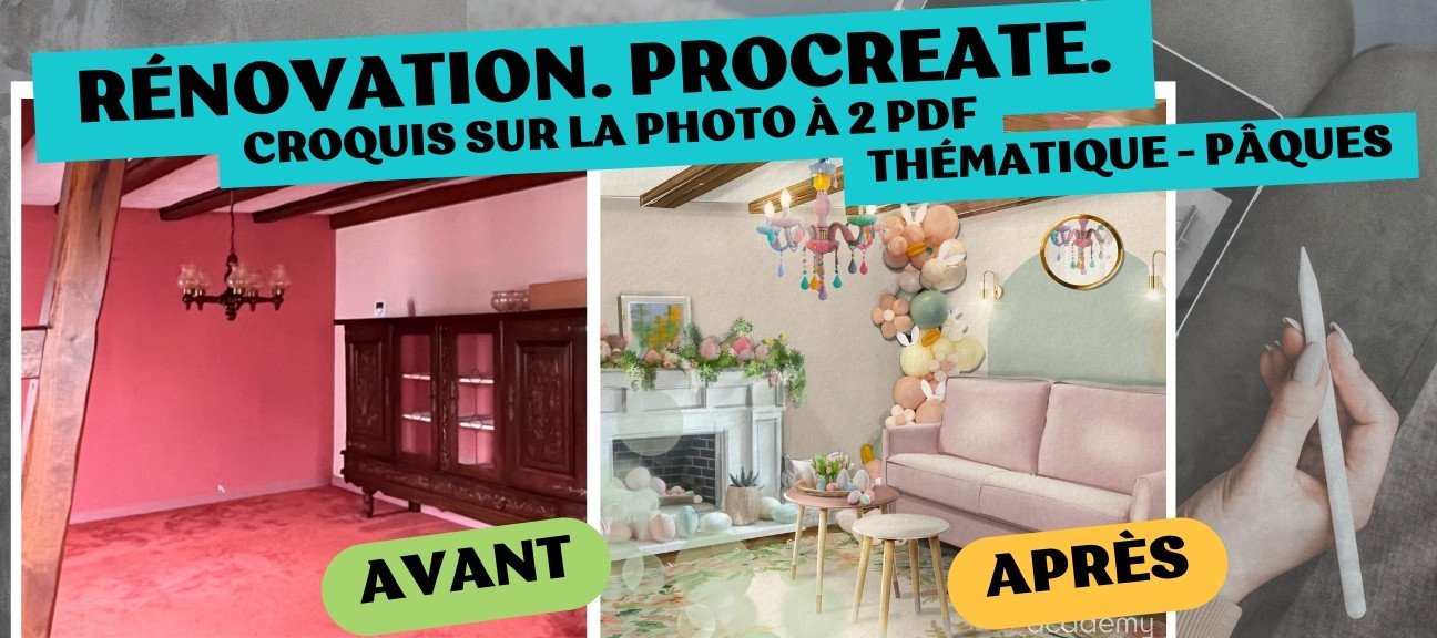 Croquis en 2 Points de Fuite : Décoration pour Pâques