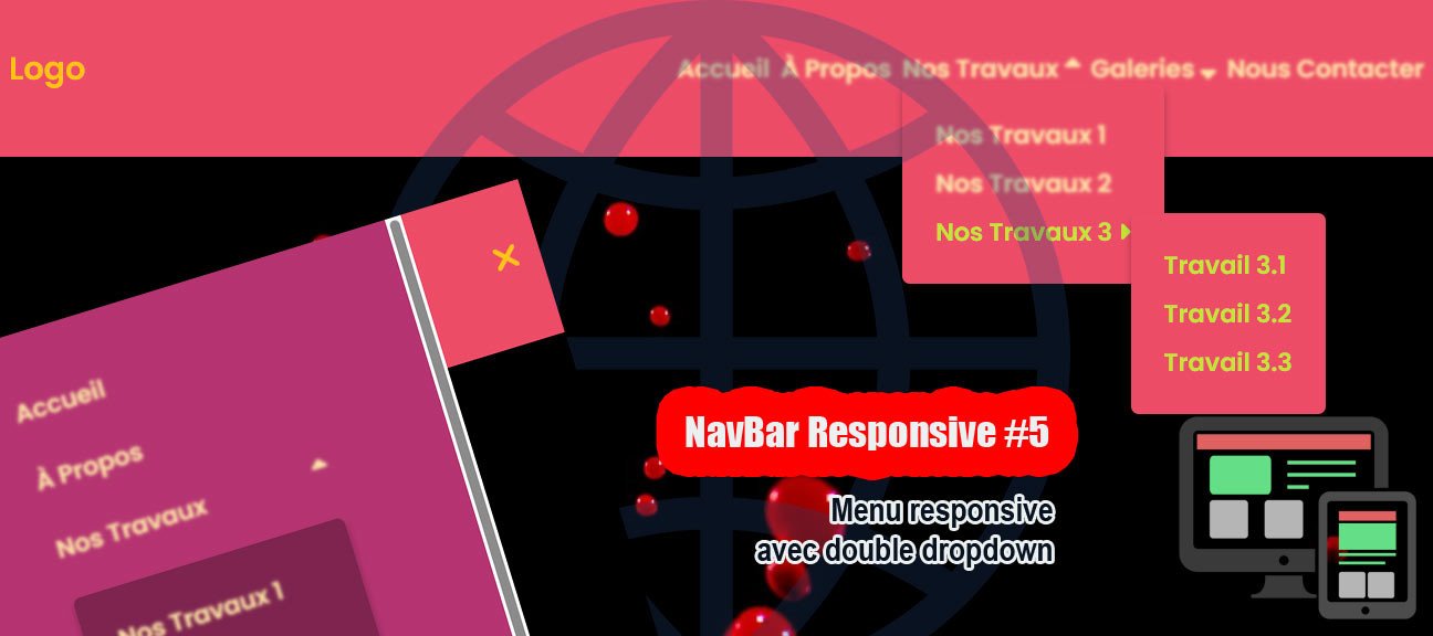 NavBar Responsive #5 : Menu responsive avec double dropdown