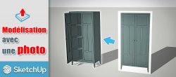 SketchUp Modélisation avec une photo - meuble de rangement