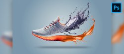 Composition créative sur une chaussure de sport avec Photoshop