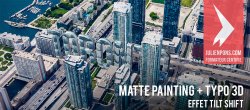 Matte painting avec typo 3D et effet tilt-shift
