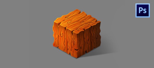 Peinture Digitale sur Photoshop - Peindre un cube de bois stylisé