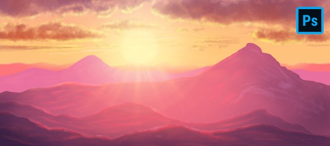 Peinture Digitale sur Photoshop - Peindre un paysage montagneux ensoleillé