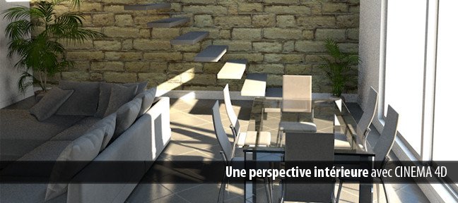 C4D Architecture : perspective d'intérieur