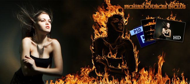 Photomontage femme en feu