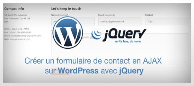 Tuto Formulaire de contact en AJAX sur WordPress avec jQuery WordPress