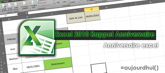 Tuto Rappel anniversaire Excel