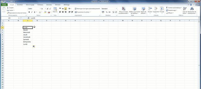 Liste personnalisée dans Excel 2010