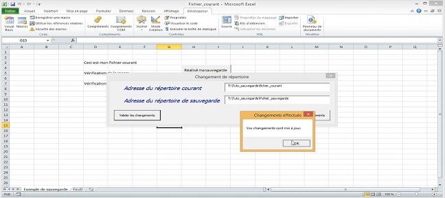 Création d'un bouton Excel de sauvegarde automatique