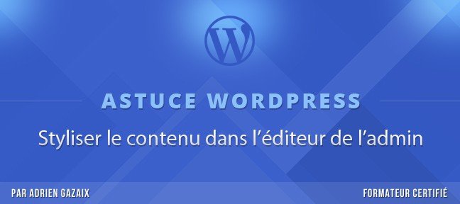 Tuto Gratuit : Styliser le contenu dans l'éditeur de l'administration de WordPress WordPress