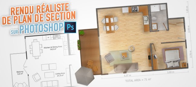 Tuto Rendu réaliste de plan de section avec Photoshop Photoshop